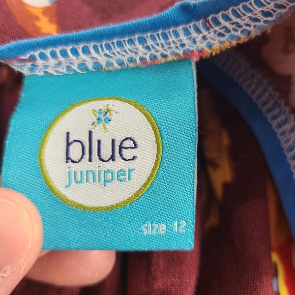 Blue Juniper Burgundy Long Sleeve Dress with Large Flower and Butterfly Print 12 - Picture 6 of 8